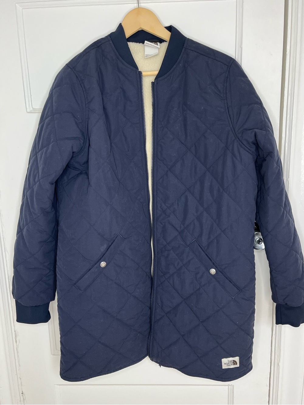 The North Face Women’s Cuchillo Parka Navy Quilted Long Bomber Jacket Size L